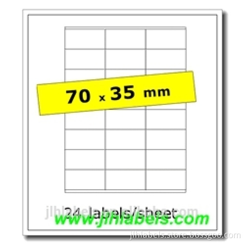 100 A4 70x35mm Matt White Labels Inkjet Laser Sticker,Square cut corners